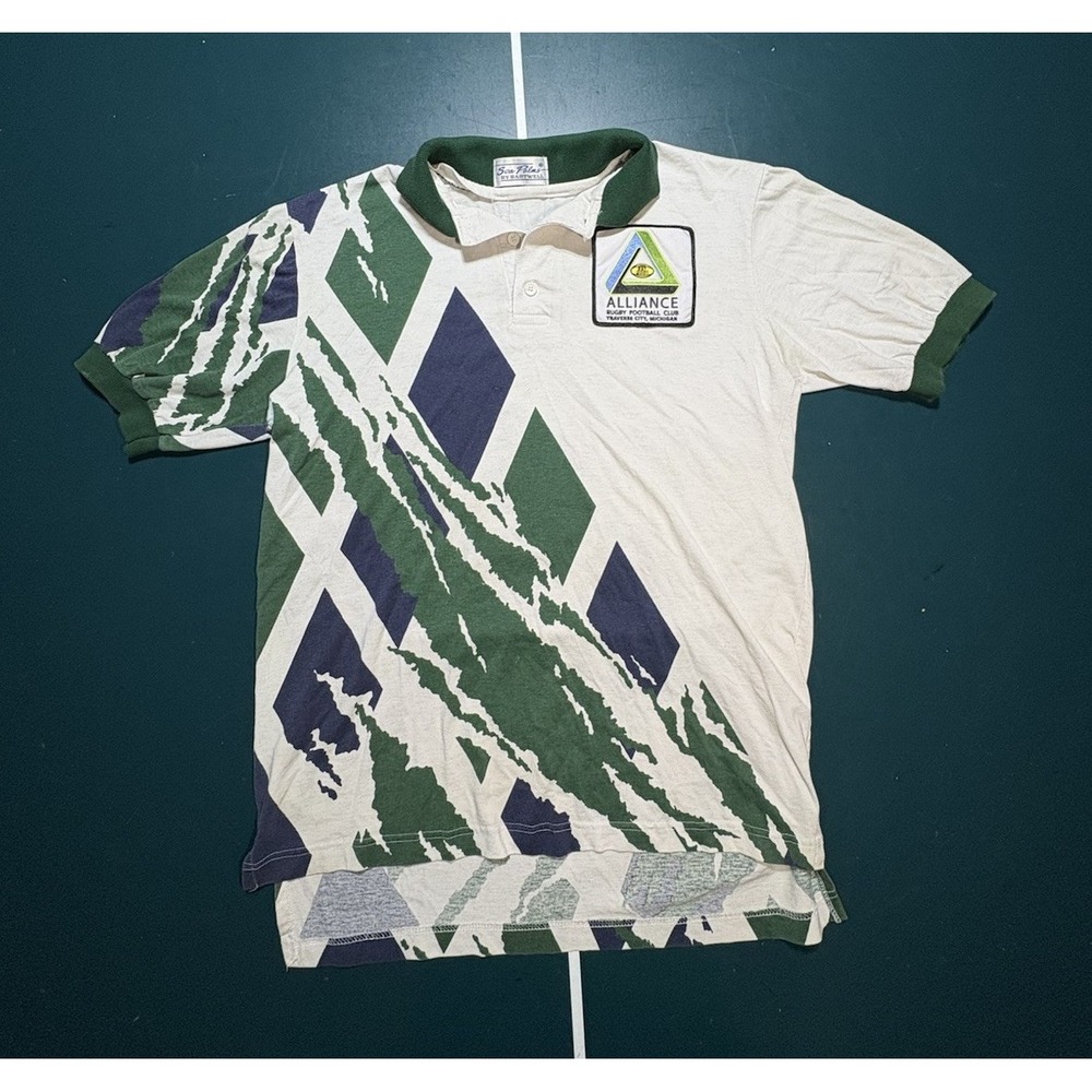 Vintage Rugby Shirt Large All Over Print Cotton Jersey Alliance Traverse‎ City